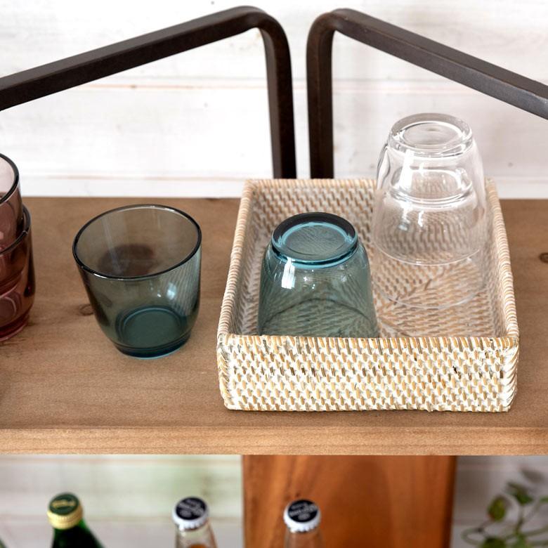 収納バスケット ラタン製 ホワイトウォッシュ 正方形 スクエア型 収納バスケット 小物収納 ラタンバスケット 小物入れ アジアン雑貨 13464 | ブランド登録なし | 05