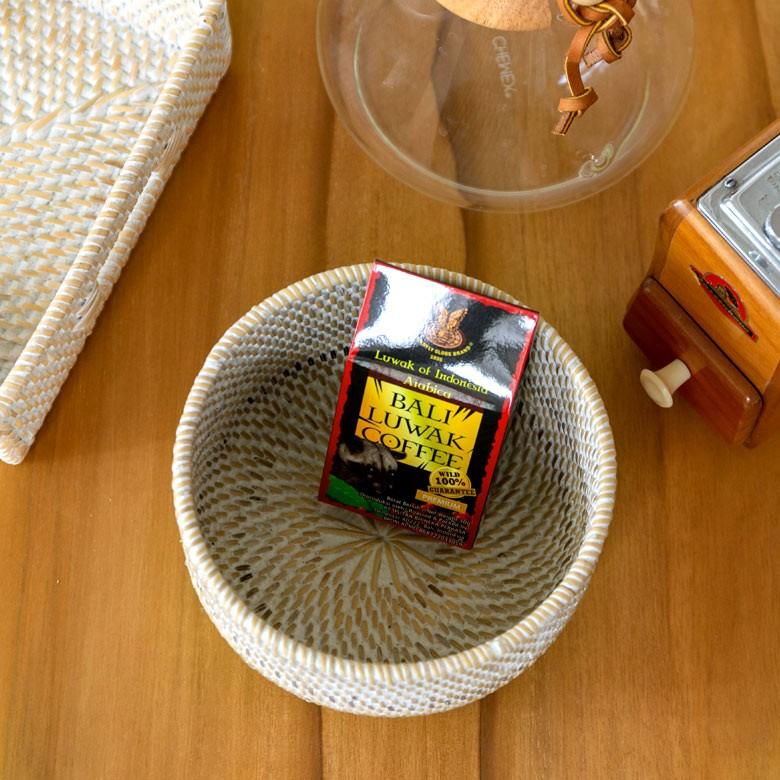 プランターカバー ラタン製 ホワイトウォッシュ 丸型 ラウンドバスケット 植木鉢カバー プランツ 小型プランター 観葉植物 グリーン アジアン雑貨 13466 | ブランド登録なし | 03