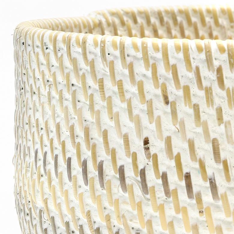 プランターカバー ラタン製 ホワイトウォッシュ 丸型 ラウンドバスケット 植木鉢カバー プランツ 小型プランター 観葉植物 グリーン アジアン雑貨 13466 | ブランド登録なし | 07