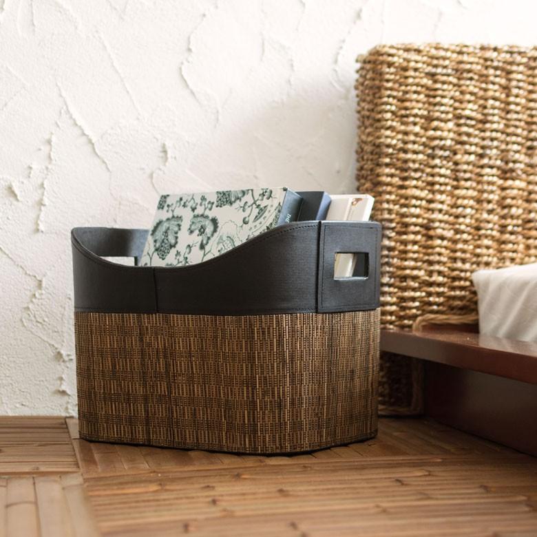 バスケット かご 深型 持ち手付き パームリディ ランドリーバスケット ハンドル付き 収納ボックス 脱衣かご ストッカー エスニック リゾート 13495 | ELEMENTS（インテリア） | 13