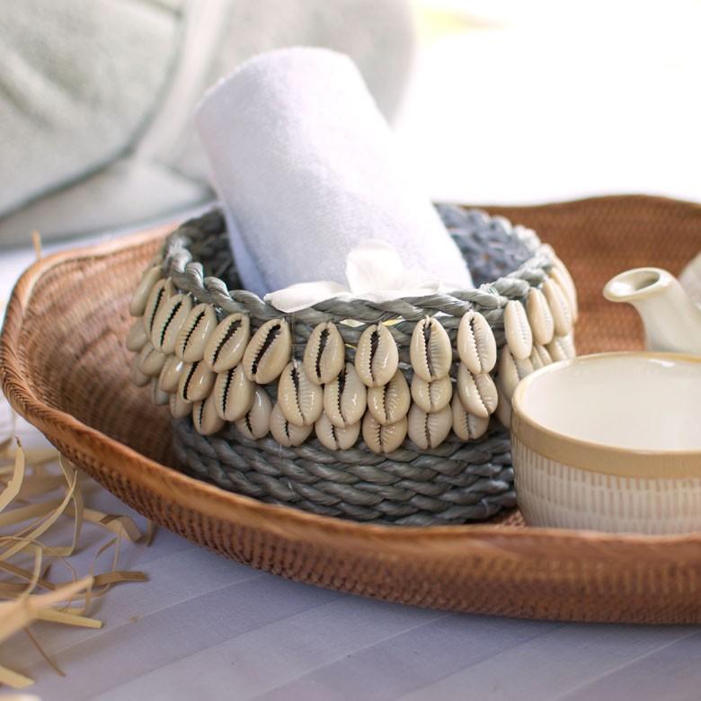 小物入れ 収納バスケット カゴ かごバスケット おしゃれ シェル付き バリ アジアン 収納ケース インテリア ナチュラル リゾート 1351 | ブランド登録なし | 12