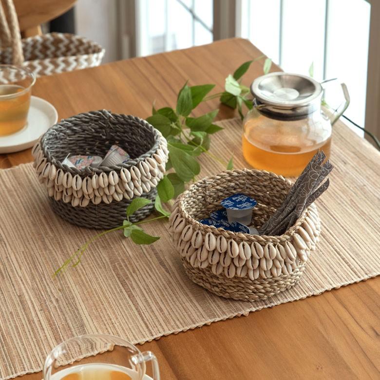 小物入れ 収納バスケット カゴ かごバスケット おしゃれ シェル付き バリ アジアン 収納ケース インテリア ナチュラル リゾート 1351 | ブランド登録なし | 04