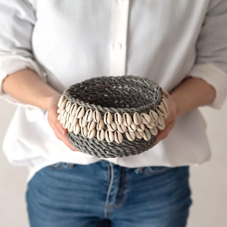 小物入れ 収納バスケット カゴ かごバスケット おしゃれ シェル付き バリ アジアン 収納ケース インテリア ナチュラル リゾート 1351 | ブランド登録なし | 05