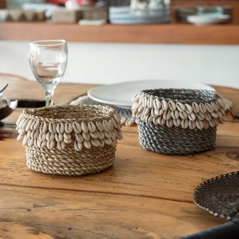 小物入れ 収納バスケット カゴ かごバスケット おしゃれ シェル付き バリ アジアン 収納ケース インテリア ナチュラル リゾート 1351 | ブランド登録なし | 07