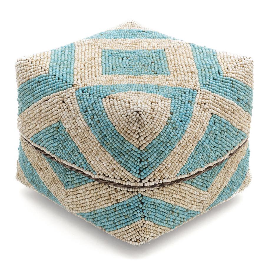 小物入れ L 蓋つき ビーズ製 バスケット 収納 ダイヤ柄 アジアン雑貨 Lサイズ アクセサリーボックス ソカシ フタ付きケース ブルー おしゃれ 13532-l | ブランド登録なし | 19