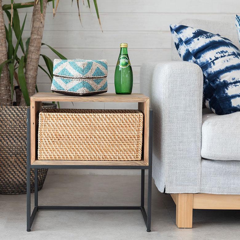 小物入れ M 蓋つき ビーズ製 バスケット 収納 ダイヤ柄 アジアン雑貨 Mサイズ アクセサリーボックス ソカシ フタ付きケース ブルー おしゃれ 13532-m | ブランド登録なし | 07