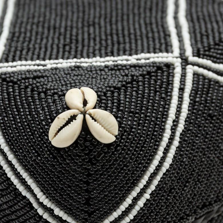 小物入れ 蓋つき ビーズ製 バスケット 収納 ダイヤ柄 アジアン雑貨 Lサイズ アクセサリーボックス ソカシ フタ付きケース ブラック おしゃれ 13533-l | ブランド登録なし | 01