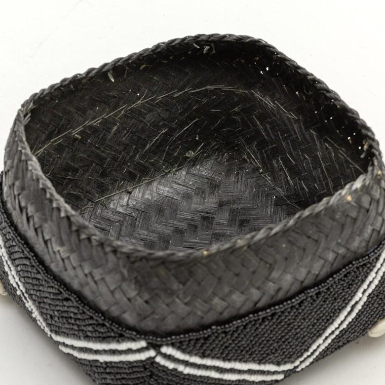 小物入れ 蓋つき ビーズ製 バスケット 収納 ダイヤ柄 アジアン雑貨 Lサイズ アクセサリーボックス ソカシ フタ付きケース ブラック おしゃれ 13533-l | ブランド登録なし | 05