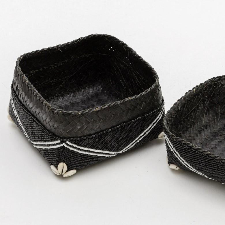 小物入れ 蓋つき ビーズ製 バスケット 収納 ダイヤ柄 アジアン雑貨 Lサイズ アクセサリーボックス ソカシ フタ付きケース ブラック おしゃれ 13533-l | ブランド登録なし | 06