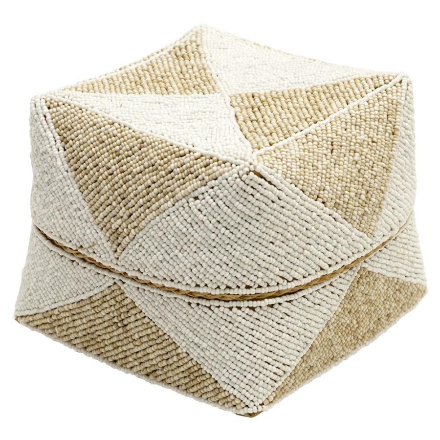 小物入れ 蓋つき ビーズ製 バスケット 収納 ダイヤ柄 アジアン雑貨 Lサイズ アクセサリーボックス ソカシ フタ付きケース ホワイト おしゃれ 13535-l | ブランド登録なし | 19