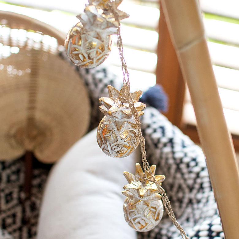 オブジェ ウッド 木製 天然木 パイナップル フルーツ ゴールド シルバー ハロウィン クリスマス オーナメント リゾート インテリア 北欧 南国 西海岸 1353 | ELEMENTS（インテリア） | 06