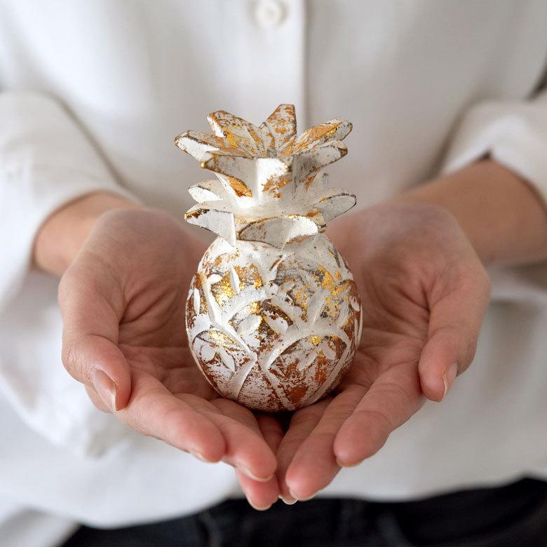 オブジェ ウッド 木製 天然木 パイナップル フルーツ ゴールド シルバー ハロウィン クリスマス オーナメント リゾート インテリア 北欧 南国 西海岸 1353 | ELEMENTS（インテリア） | 10