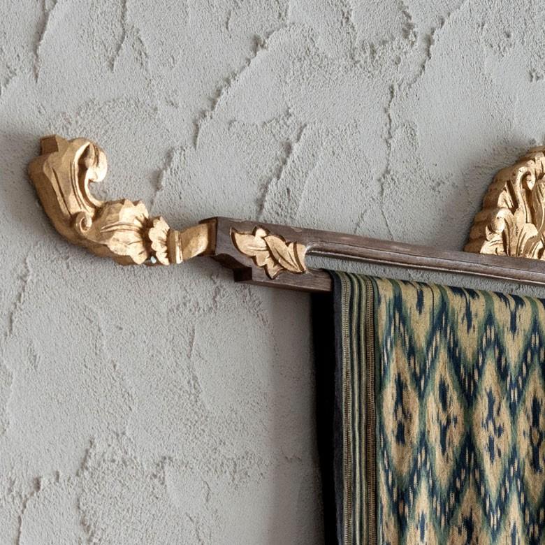 イカットハンガー アンティーク風 木彫り 彫刻 レリーフ タペストリー