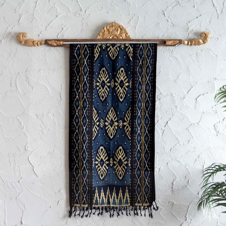 木彫り　壁掛け　アジアン　イカットハンガー イカットハンガー アンティーク風 木彫り 彫刻 レリーフ タペストリー