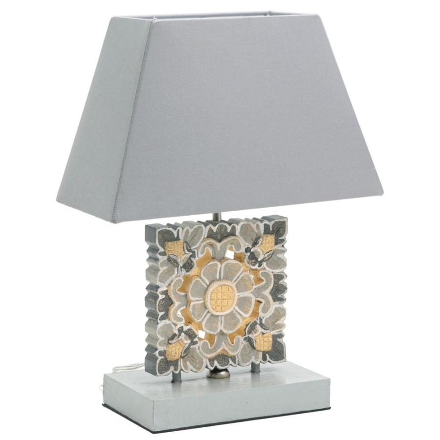 テーブルランプ デスクライト スタンドライト グレイッシュロータス 木彫り 花モチーフ コットンシェード 照明 電気スタンド アジアン雑貨 バリ Elements 通販 Yahoo ショッピング