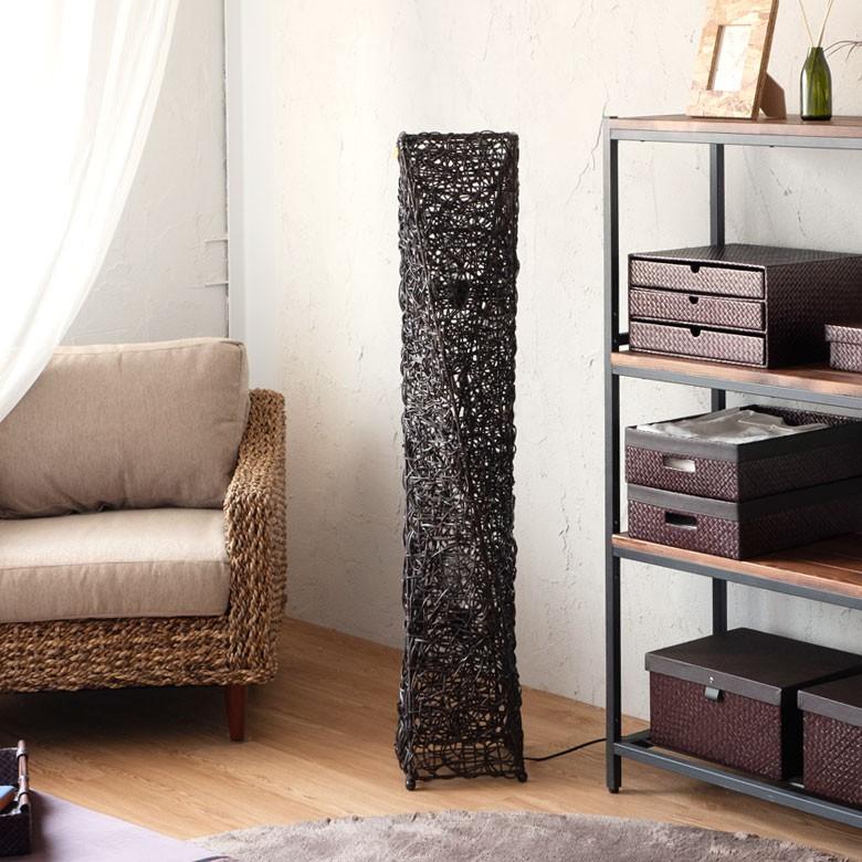 フロアライト 照明 スタンド ラタン製 籐 高さ約120cm アジアン バリ雑貨 間接照明 おしゃれ ランプ ツイストタイプ 13568 | ブランド登録なし | 13