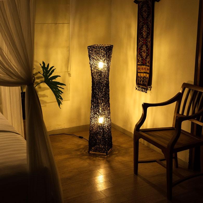 フロアライト 照明 スタンド ラタン製 籐 高さ約120cm アジアン バリ雑貨 間接照明 おしゃれ ランプ ツイストタイプ 13568 | ブランド登録なし | 15