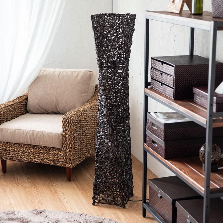 フロアライト 照明 スタンド ラタン製 籐 高さ約120cm アジアン バリ雑貨 間接照明 おしゃれ ランプ ツイストタイプ 13568 | ブランド登録なし | 16