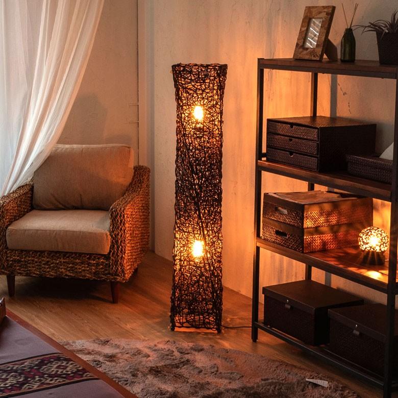フロアライト 照明 スタンド ラタン製 籐 高さ約120cm アジアン バリ雑貨 間接照明 おしゃれ ランプ ツイストタイプ 13568 | ブランド登録なし | 03