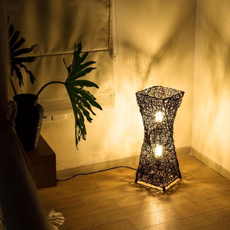 フロアライト 照明 スタンド ラタン製 籐 高さ約60cm アジアン バリ 