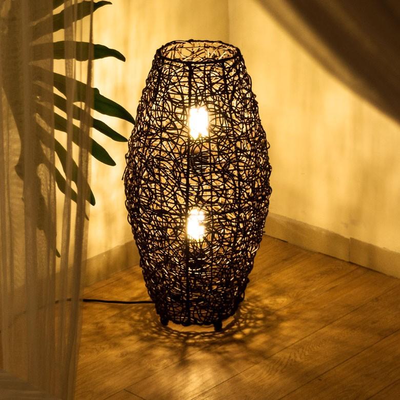 フロアライト 照明 スタンド ラタン製 籐 高さ約60cm アジアン バリ