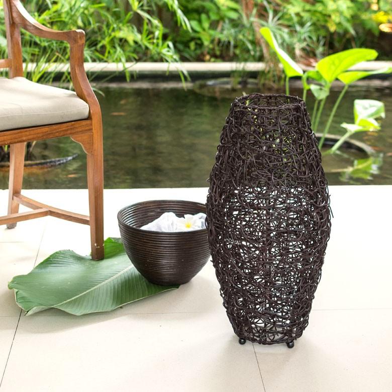 フロアライト 照明 スタンド ラタン製 籐 高さ約60cm アジアン バリ雑貨 間接照明 おしゃれ ランプ コクーンタイプ 13575 | ブランド登録なし | 14