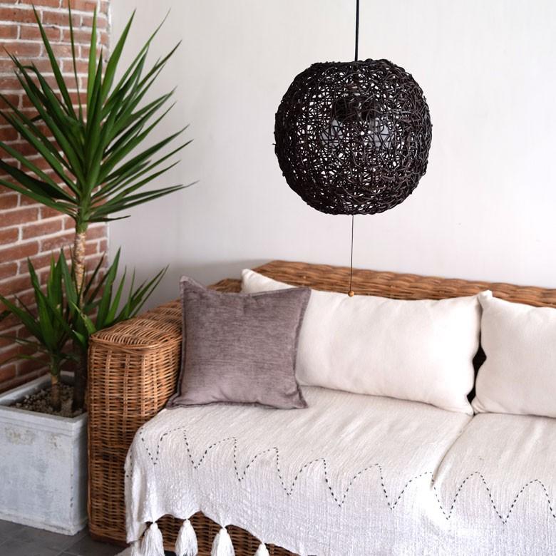 ペンダントライト 照明 吊り下げ ラタン製 籐 直径約40cm アジアン バリ雑貨 天井照明 おしゃれ ランプ ボールタイプ 13576 | ブランド登録なし | 17