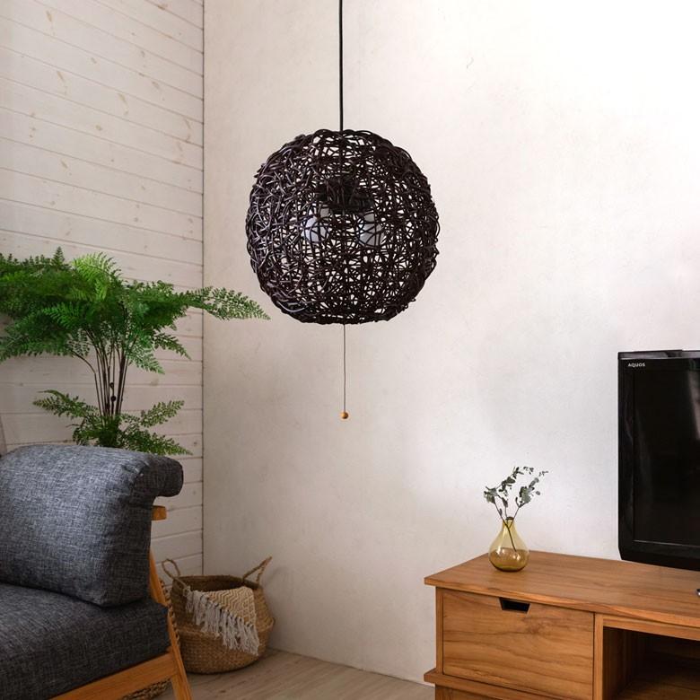 ペンダントライト 照明 吊り下げ ラタン製 籐 直径約40cm アジアン バリ雑貨 天井照明 おしゃれ ランプ ボールタイプ 13576 | ブランド登録なし | 03