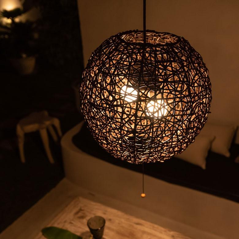 ペンダントライト 照明 吊り下げ ラタン製 籐 直径約40cm アジアン バリ雑貨 天井照明 おしゃれ ランプ ボールタイプ 13576 | ブランド登録なし | 05