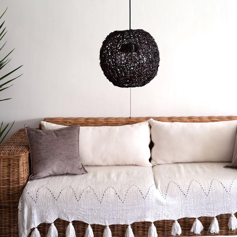 ペンダントライト 照明 吊り下げ ラタン製 籐 直径約40cm アジアン バリ雑貨 天井照明 おしゃれ ランプ ボールタイプ 13576 | ブランド登録なし | 06
