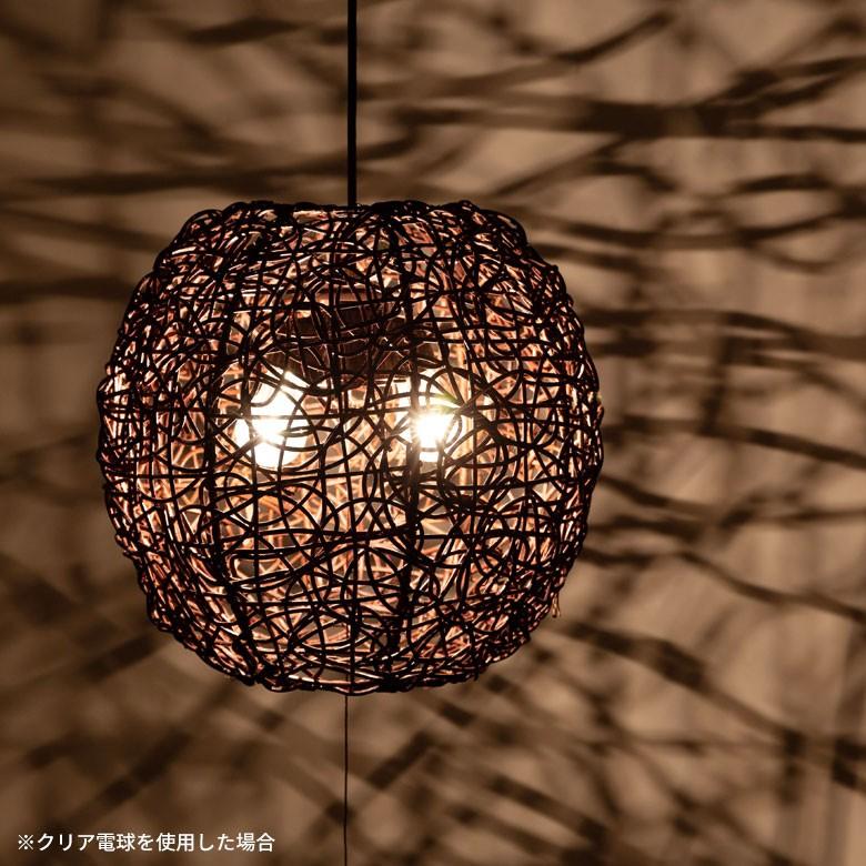 ペンダントライト 照明 吊り下げ ラタン製 籐 直径約40cm アジアン バリ雑貨 天井照明 おしゃれ ランプ ボールタイプ 13576 | ブランド登録なし | 07