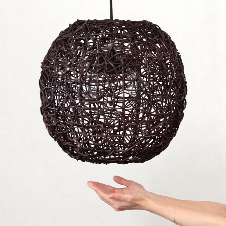 ペンダントライト 照明 吊り下げ ラタン製 籐 直径約40cm アジアン バリ雑貨 天井照明 おしゃれ ランプ ボールタイプ 13576 | ブランド登録なし | 08