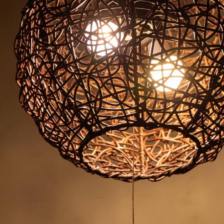 ペンダントライト 照明 吊り下げ ラタン製 籐 直径約40cm アジアン バリ雑貨 天井照明 おしゃれ ランプ ボールタイプ 13576 | ブランド登録なし | 09