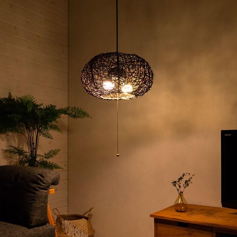 ペンダントライト 照明 吊り下げ ラタン製 籐 直径約40cm アジアン バリ雑貨 天井照明 おしゃれ ランプ オーバルタイプ 13578 | ブランド登録なし | 02