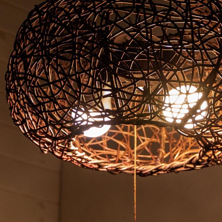 ペンダントライト 照明 吊り下げ ラタン製 籐 直径約40cm アジアン バリ雑貨 天井照明 おしゃれ ランプ オーバルタイプ 13578 | ブランド登録なし | 09