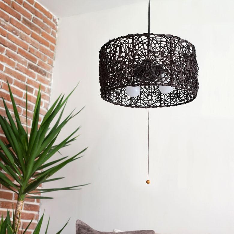 ペンダントライト 照明 吊り下げ ラタン製 籐 直径約40cm アジアン バリ雑貨 天井照明 おしゃれ ランプ ラウンドタイプ 13579 | ブランド登録なし | 13