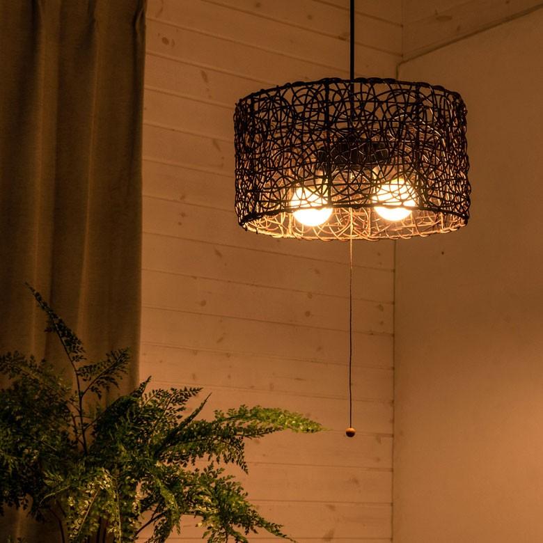 ペンダントライト 照明 吊り下げ ラタン製 籐 直径約40cm アジアン バリ雑貨 天井照明 おしゃれ ランプ ラウンドタイプ 13579 | ブランド登録なし | 18