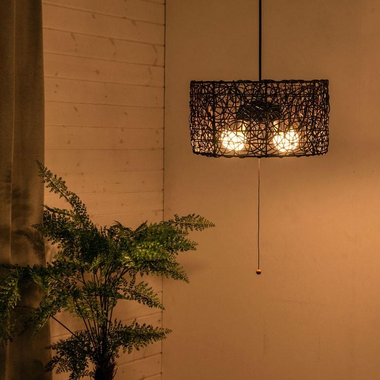 ペンダントライト 照明 吊り下げ ラタン製 籐 直径約40cm アジアン バリ雑貨 天井照明 おしゃれ ランプ ラウンドタイプ 13579 | ブランド登録なし | 02