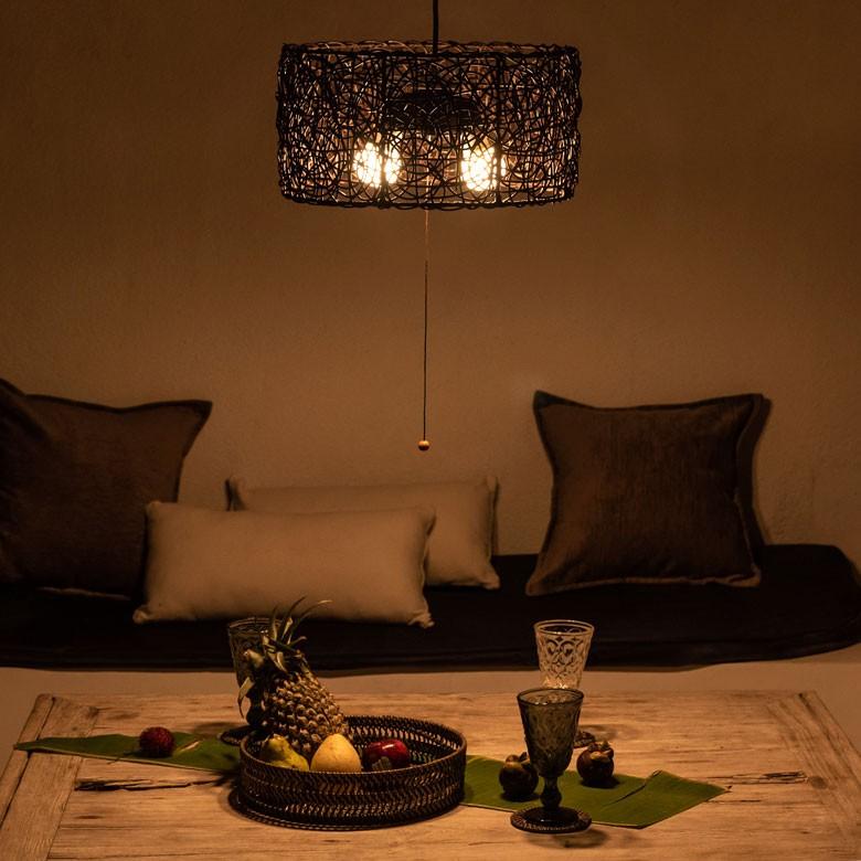 ペンダントライト 照明 吊り下げ ラタン製 籐 直径約40cm アジアン バリ雑貨 天井照明 おしゃれ ランプ ラウンドタイプ 13579 | ブランド登録なし | 09