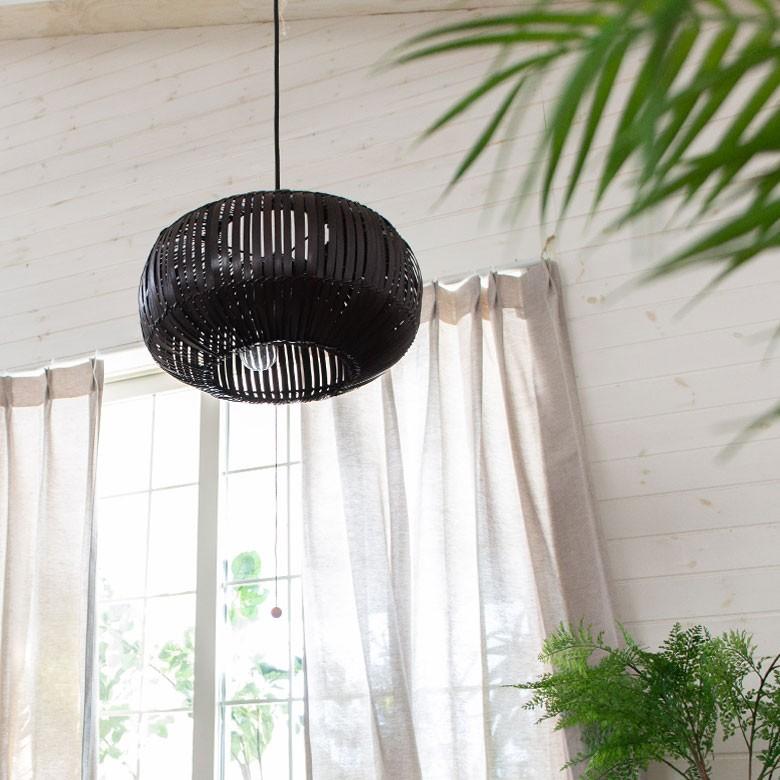 バンブー製ペンダントライト 幾何学模様　バリ島産 ペンダントライト 照明 吊り下げ バンブー製 竹 直径約40cm