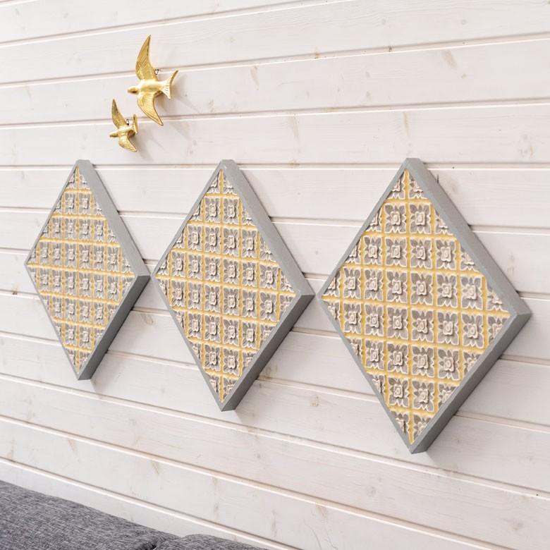 アートパネル レリーフ 壁飾り 背面フック付き 壁掛け 花モチーフ 木彫り インテリア ウォールパネル アジアン バリ雑貨 モダン 13588 | ブランド登録なし | 13