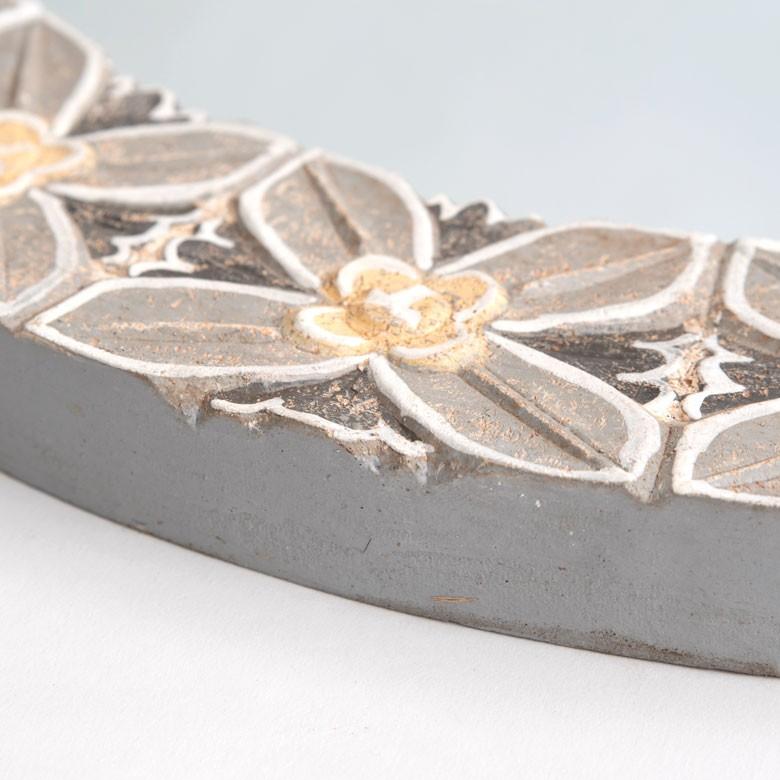 ミラー 壁掛けミラー 鏡 背面フック付き 木彫り 花モチーフ 円形 アジアン バリ雑貨 玄関 リビング インテリア ウォールミラー プレゼント 13589 | ブランド登録なし | 10