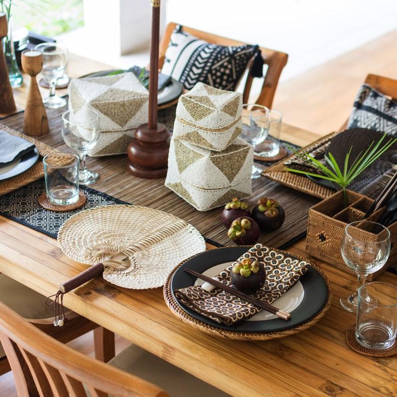 うちわ ロンタル椰子製 ハンドメイド ビーズ付き アジアン アイボリー ブラウン 南国 リゾート バリ雑貨 1358 | ブランド登録なし | 16