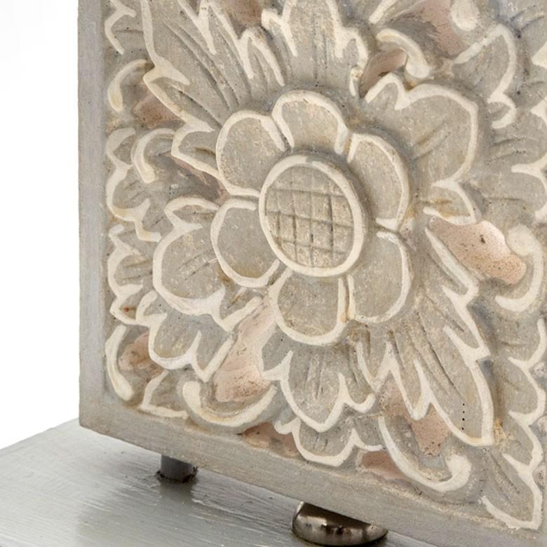 テーブルランプ デスクライト スタンドライト ホワイトオリエンタル 木彫り 花モチーフ コットンシェード 照明 電気スタンド アジアン雑貨 バリ 13628 | ブランド登録なし | 02