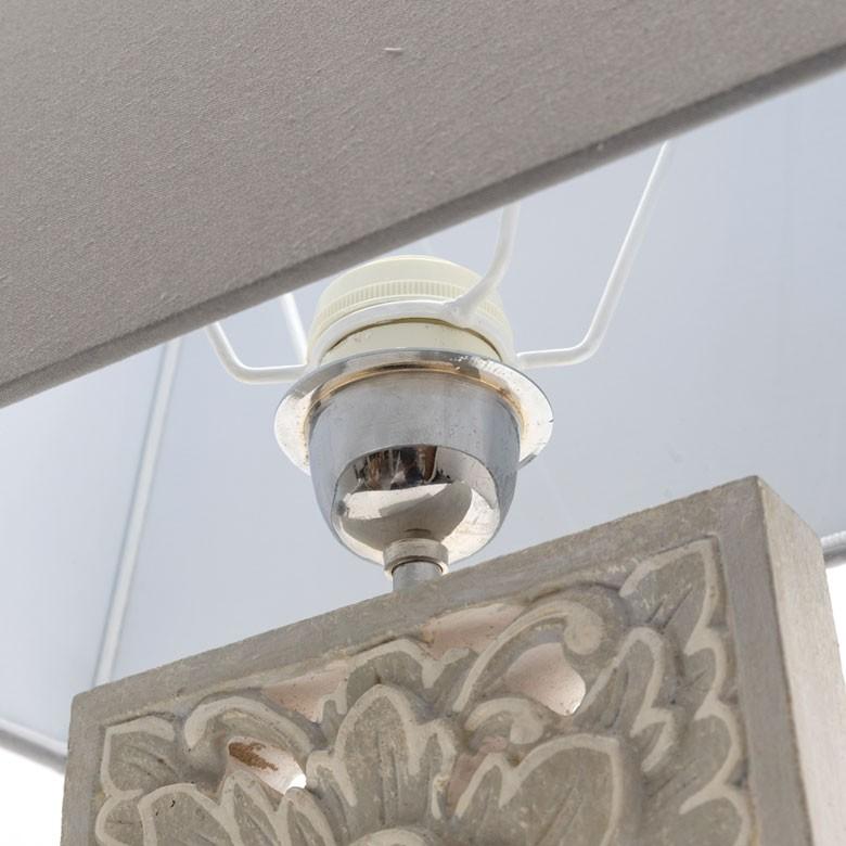 テーブルランプ デスクライト スタンドライト ホワイトオリエンタル 木彫り 花モチーフ コットンシェード 照明 電気スタンド アジアン雑貨 バリ 13628 | ブランド登録なし | 08