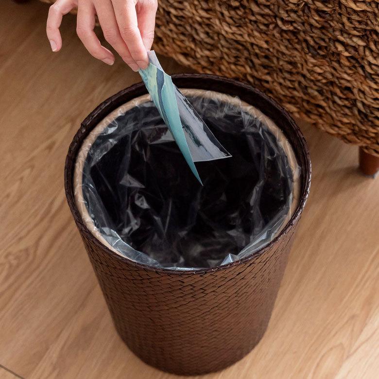 ゴミ箱用 ビニール袋止めストッパー 丸型 筒形 リング ラタン製 径約23cm ずれ防止 袋固定 13698 | ブランド登録なし | 02