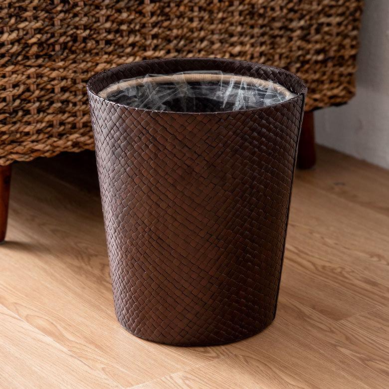 ゴミ箱用 ビニール袋止めストッパー 丸型 筒形 リング ラタン製 径約23cm ずれ防止 袋固定 13698 | ブランド登録なし | 04