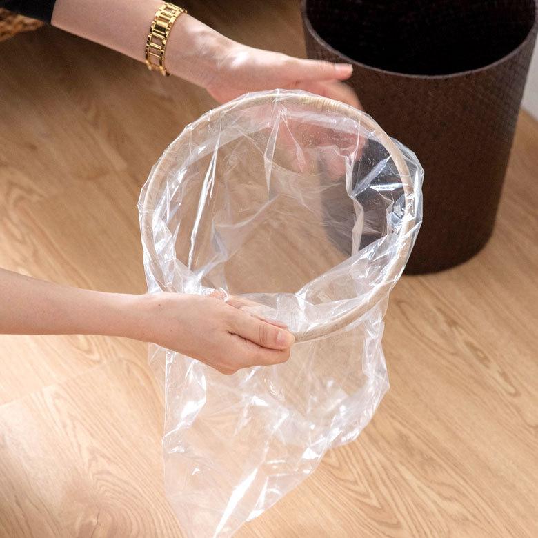 ゴミ箱用 ビニール袋止めストッパー 丸型 筒形 リング ラタン製 径約23cm ずれ防止 袋固定 13698 | ブランド登録なし | 05