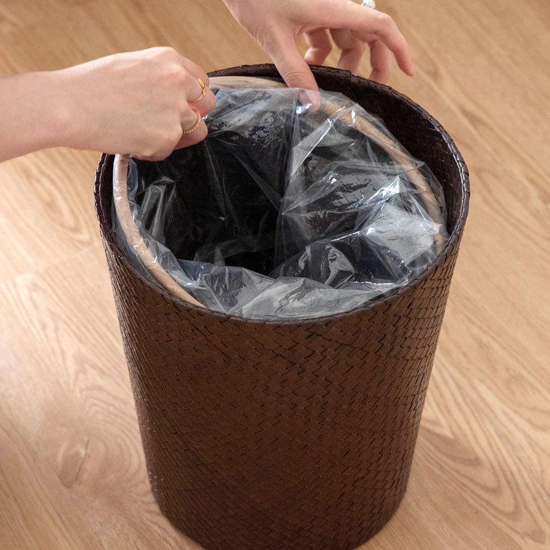 ゴミ箱用 ビニール袋止めストッパー 丸型 筒形 リング ラタン製 径約23cm ずれ防止 袋固定 13698 | ブランド登録なし | 06