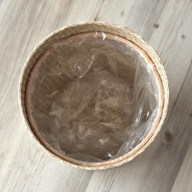 ゴミ箱用 ビニール袋止めストッパー 丸型 筒形 リング ラタン製 径約23cm ずれ防止 袋固定 13698 | ブランド登録なし | 07